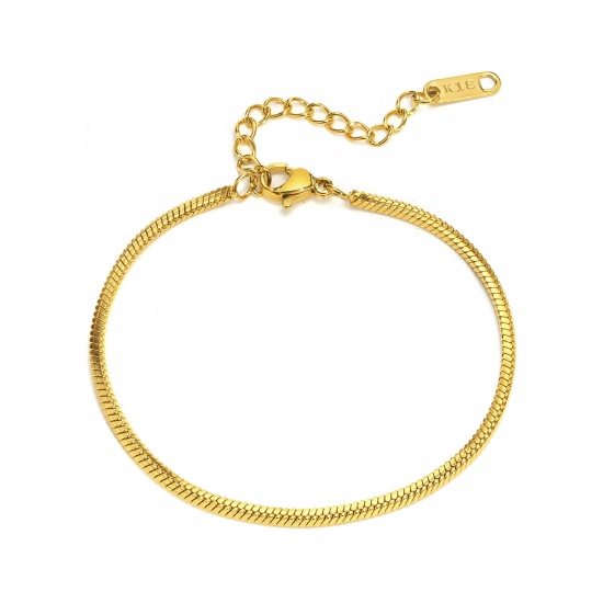 Immagine di 1 Pz Placcatura Sottovuoto Ecologica Elegante Semplice 18K Vero Oro Placcato 304 Acciaio Inossidabile Catena di Serpente Braccialetti Per Donne Festa 16cm Lunghezza