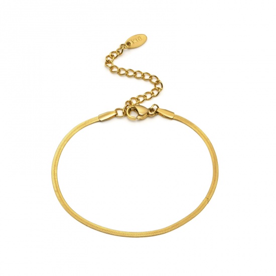 Immagine di 1 Pz Placcatura Sottovuoto Ecologica Elegante Semplice 18K Vero Oro Placcato 304 Acciaio Inossidabile Catena di Serpente Braccialetti Per Donne Festa 16cm Lunghezza