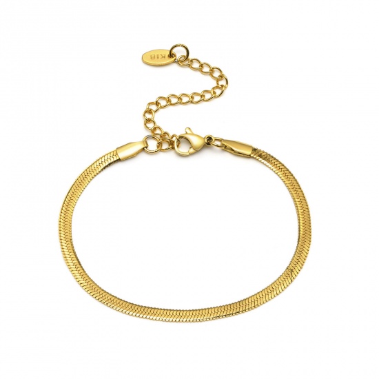 Immagine di 1 Pz Placcatura Sottovuoto Ecologica Elegante Semplice 18K Oro riempito 304 Acciaio Inossidabile Catena di Serpente Braccialetti Per Donne Festa 16cm Lunghezza