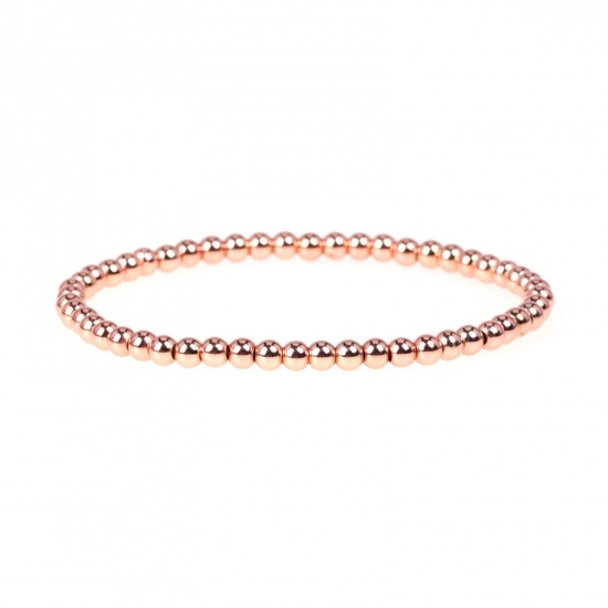 Immagine di 1 Pz Placcatura Sottovuoto Ecologica Semplice & Casual Stile Ins Oro Rosa Ottone Elastico Bracciali Delicato bracciali delicate braccialetto in rilievo Unisex Festa 16cm Lunghezza