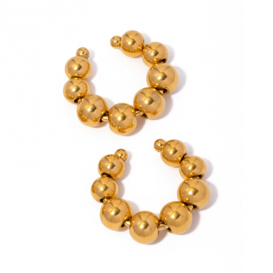 Immagine di 1 Paio Placcatura Sottovuoto Ecologica Elegante Stile Ins 18K Oro riempito 304 Acciaio Inossidabile Palla Orecchini a Clip Senza Piercing Per Donne Festa 2cm x 1.9cm