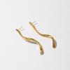 Picture of 1 Pair Eco-friendly Vacuum Plating Minimalist Stylish 18K Real Gold Plated Brass Curve Earrings For Women Party 7.3cm x 0.6cm