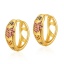 Immagine di 1 Paio Ipoallergenico Dolce & Carino Stile Ins 18K Vero Oro Placcato Ottone & Zircone Cubico Anello Cuore Orecchini Circolari Per Donne Festa 19mm Dia.