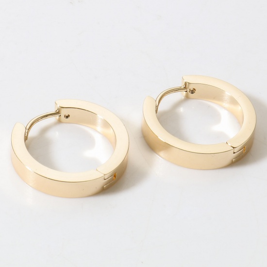 Immagine di 2 Pz Placcatura Sottovuoto Ecologica Elegante Geometrico 18K Oro riempito Ottone Tondo Orecchini Circolari Unisex Festa 20mm x 20mm