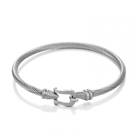 Picture of Wholesale Luck Horseshoe 304 Stainless Steel Bangles Bracelets, Silver Tone Eco-friendly Vacuum Plating, Unisex Stylish Simple & Casual Gift Jewelry Supply, 5.7cm Dia., 1 Piece