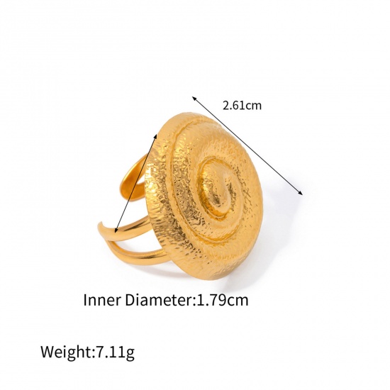 Picture of 1 Piece Eco-friendly Vacuum Plating Stylish Ins Style 18K Real Gold Plated 304 Stainless Steel Open Round Spiral Rings For Women Party 17mm(US Size 6.5)