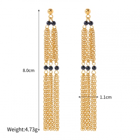 1 Pair Vacuum Plating Stylish Ins Style 18K Real Gold Plated 304 Stainless Steel Tassel Earrings For Women Party 8cm