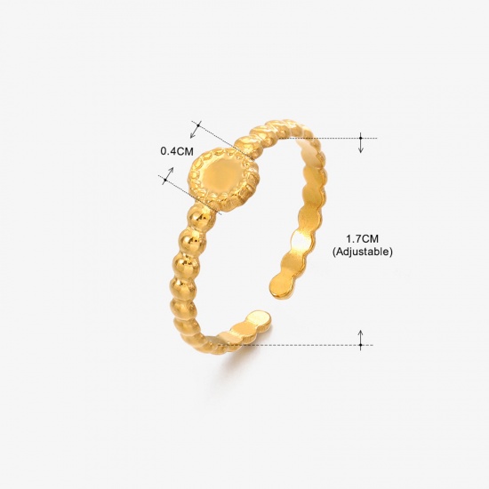 Immagine di 1 Pz Placcatura Sottovuoto Elegante Stile Ins Placcato Oro 18K 304 Acciaio Inossidabile Aperto Tondo Anello Per Donne Festa 17mm (taglia di US: 6.5)