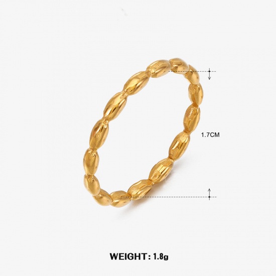 Immagine di 1 Pz Placcatura Sottovuoto Elegante Stile Ins Placcato Oro 18K 304 Acciaio Inossidabile Aperto Geometrica Anello Per Donne Festa 17mm (taglia di US: 6.5)