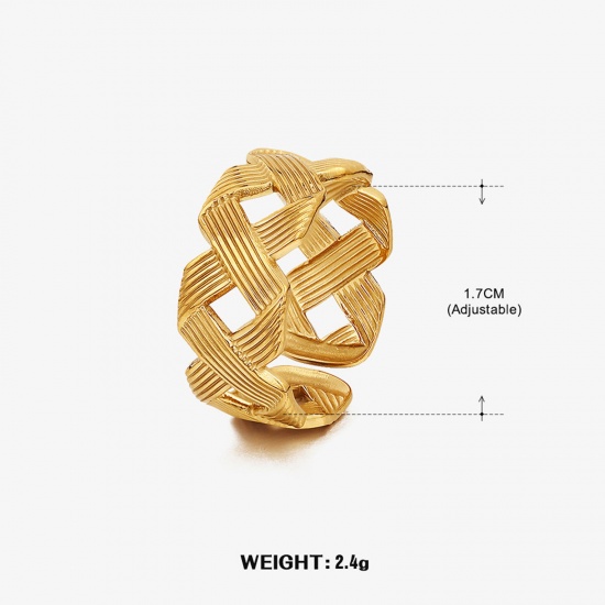 Immagine di 1 Pz Placcatura Sottovuoto Elegante Stile Ins Placcato Oro 18K 304 Acciaio Inossidabile Aperto Spirale Anello Per Donne Festa 17mm (taglia di US: 6.5)