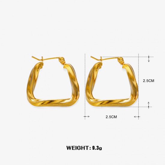 Picture of 1 Pair Vacuum Plating Stylish Ins Style 18K Gold Color 304 Stainless Steel Twist Hoop Earrings For Women Party 2.5cm x 2.5cm