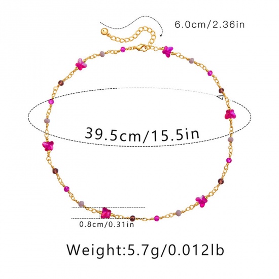 Picture of 1 Piece Eco-friendly Ethnic Style Boho Chic Bohemia 18K Real Gold Plated Copper Ball Chain Butterfly Animal Necklace For Women Graduation 40cm(15 6/8") long