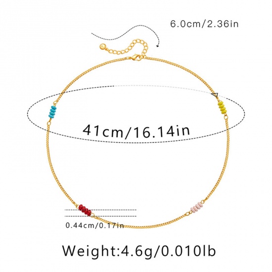 Picture of 1 Piece Eco-friendly Ethnic Style Boho Chic Bohemia 18K Real Gold Plated Copper Ball Chain Necklace For Women Graduation 40cm(15 6/8") long
