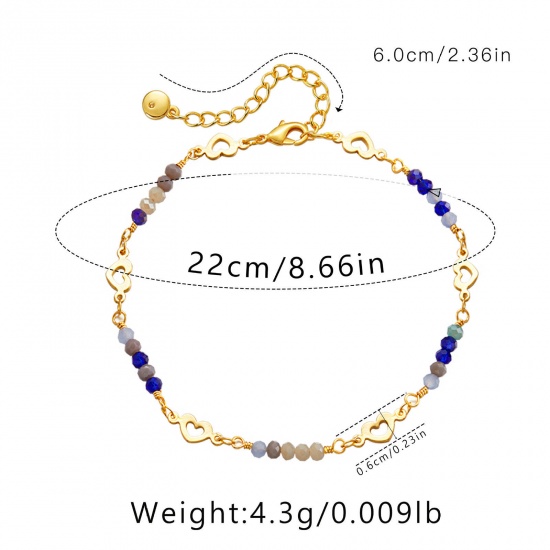 Picture of 1 Piece Eco-friendly Stylish Boho Chic Bohemia 18K Gold Color Brass Heart Hollow Anklet For Women Party 22cm(8 5/8") long