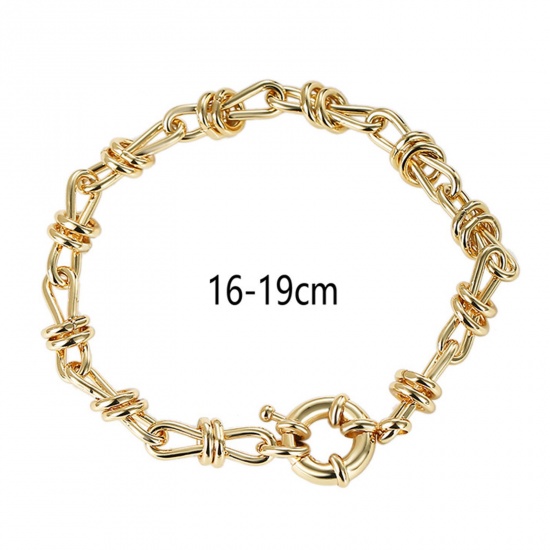 Immagine di 1 Pz Placcatura Sottovuoto Ecologica Semplice & Casual Elegante 18K Vero Oro Placcato Ottone Cravatta a Farfalla Braccialetti Per Donne Festa 16-19cm Lunghezza