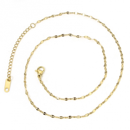 Immagine di 1 Piece Vacuum Plating Simple & Casual Simple Gold Plated 304 Stainless Steel Lips Chain Necklace For Women Party 40cm(15 6/8") long
