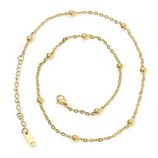 Immagine di 1 Piece Vacuum Plating Simple & Casual Simple Gold Plated 304 Stainless Steel Ball Chain Necklace For Women Party 40cm(15 6/8") long