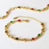 Picture of 1 Piece Eco-friendly Vacuum Plating Exquisite Stylish 18K Real Gold Plated Brass & Rhinestone Flower Chain Necklace Eye Bracelets For Women Party 15cm(5 7/8") long