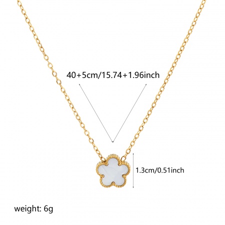 Image de Collier à Breloques En Gros Plaqué Or 18K en 304 Acier Inoxydable & Acrylique, Fleur Blanc Chaîne Maille Jaseron, aux Femmes Respectueux de la Nature Exquis Pastorale Naturelle Fête Bijoux pour Détaillants 40cm long, 1 Pièce