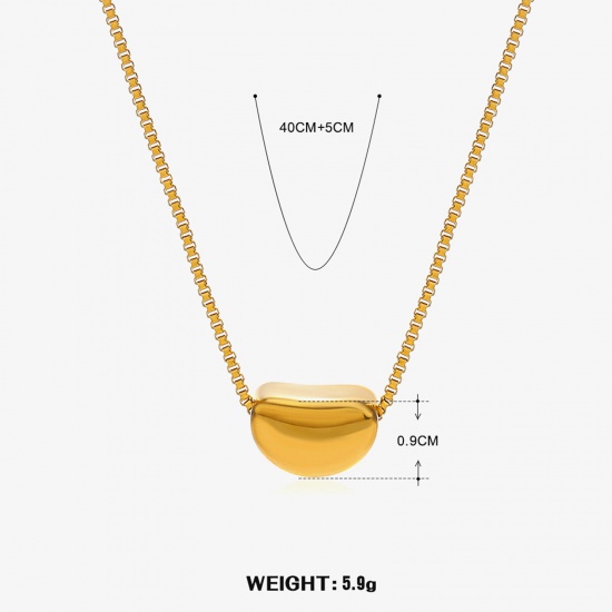 Picture of 1 Piece Eco-friendly Vacuum Plating Sweet & Cute Stylish 18K Gold Color 304 Stainless Steel Curb Chain Pea Pendant Necklace For Women 40cm(15 6/8") long
