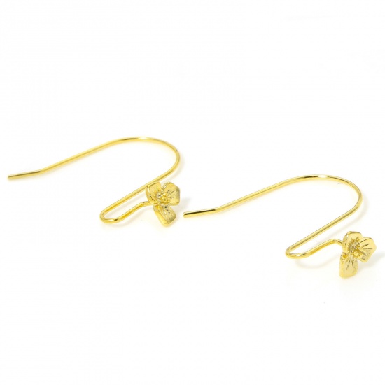 Bild von 1 Paar Hypoallergen Stilvoll Valentinstag 18K Gold plattiert Plattiert Messing Blumen Fischhaken Ohrringe Für Frauen Party 25mm x 23mm