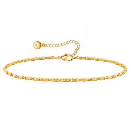Bild von 1 Strang Umweltfreundliche Vakuumbeschichtung Einfach und lässig Ins Stil 18K Echtgold plattiert Messing Blumen-Form Kette Halskette Fußketten Für Frauen 22cm lang