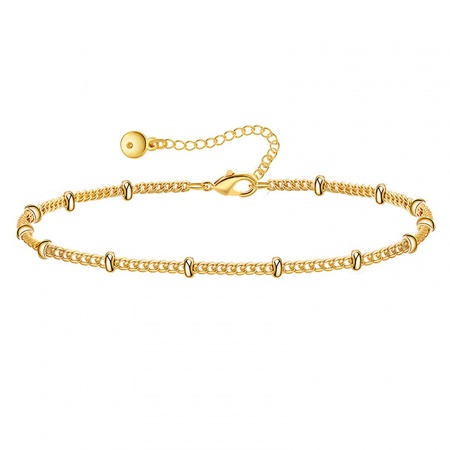 Bild von 1 Strang Umweltfreundliche Vakuumbeschichtung Einfach und lässig Ins Stil 18K Echtgold plattiert Messing Kugelkette Kette Fußketten Für Frauen 22cm lang