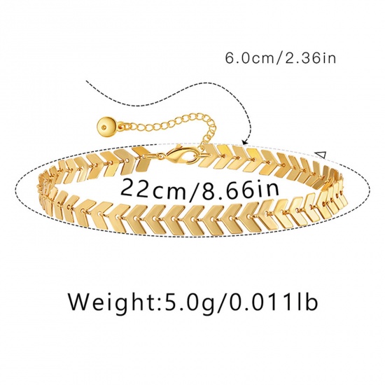 Picture of 1 Piece Eco-friendly Vacuum Plating Simple & Casual Ins Style 18K Real Gold Plated Brass Handmade Link Chain Airplane Anklet For Women 22cm(8 5/8") long