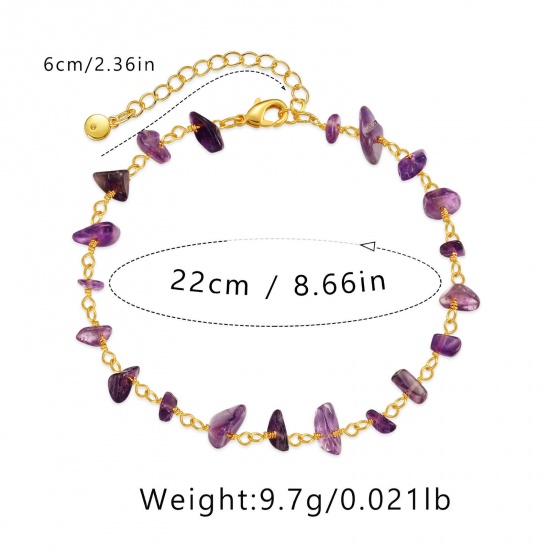 Immagine di 1 Piece Eco-friendly Vacuum Plating Ethnic Style Boho Chic Bohemia 18K Real Gold Plated Stone & Brass Irregular Beaded Anklet For Women Graduation 22cm(8 5/8") long