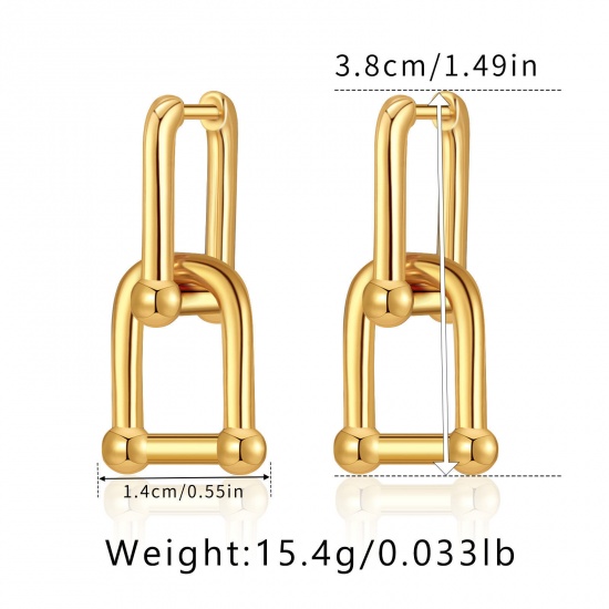 Immagine di 1 Paio Ecologico Semplice & Casual Stile Ins 18K Vero Oro Placcato Ottone Serratura Orecchino Per Donne Festa 3.8cm x 1.4cm