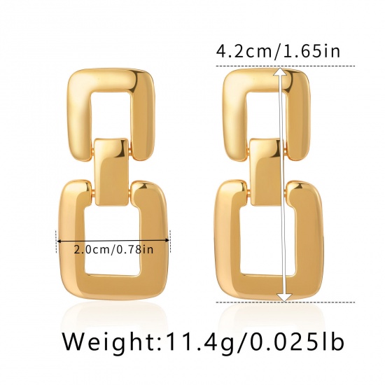 Immagine di 1 Paio Ecologico Semplice & Casual Stile Ins 18K Vero Oro Placcato Ottone Quadrato Ovale Orecchino Per Donne Festa 4.2cm x 2cm