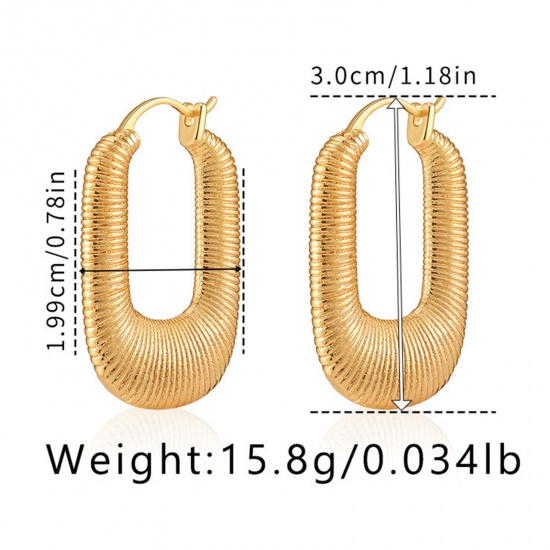 Immagine di 1 Paio Ecologico Semplice & Casual Stile Ins 18K Vero Oro Placcato Ottone Ovale Orecchino Per Donne Festa 3cm x 2cm