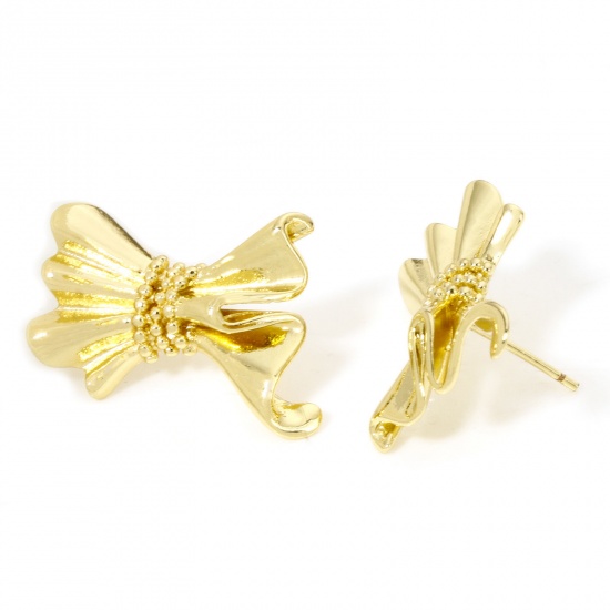 Immagine di 1 Paio Ecologico Elegante Stile Ins 18K Vero Oro Placcato Ottone Cravatta a Farfalla Orecchini a Perno Per Donne Festa 26mm x 19mm