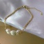 Picture of 1 Piece Vacuum Plating Retro Elegant 18K Gold Plated 304 Stainless Steel & Natural Pearl Figaro Chain Baroque Charm Bracelets For Women Party 17cm(6 6/8") long