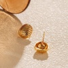 Изображение 1 Пара Экологичный Простой & повседневный Ретро 18K настоящее золото с покрытием Латунь Овальные Перламутр Серьги Шпильки Для женщин Партия 1.5см x 1.4см