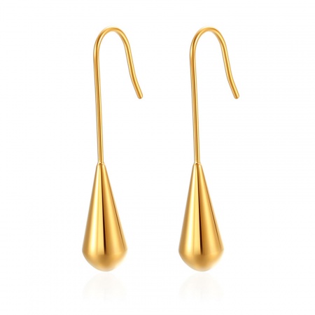 Image de Boucles d'Oreilles En Gros Plaqué Or 18K en 304 Acier Inoxydable, Simple À la Mode Franges Pompons Glands Goutte d'Eau aux Femmes Placage sous Vide Cadeau Fournitures de Bijoux 33mm x 6mm, 1 Paire