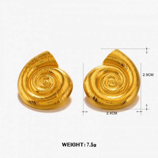 Immagine di 1 Paio Placcatura Sottovuoto Semplice & Casual Gioielli Oceanici Placcato Oro 18K 304 Acciaio Inossidabile Conchiglia Orecchino Per Donne Festa 2.9cm x 2.4cm