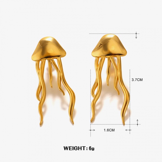 Immagine di 1 Paio Placcatura Sottovuoto Semplice & Casual Gioielli Oceanici Placcato Oro 18K 304 Acciaio Inossidabile Medusa Orecchino Per Donne Festa 3.7cm x 1.6cm