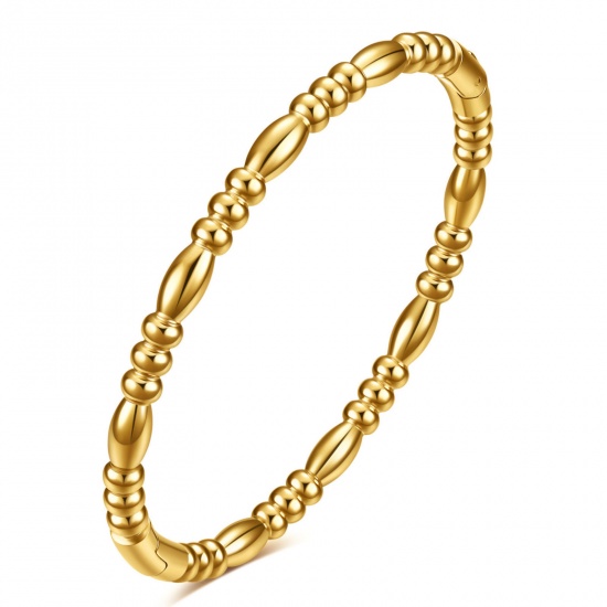 Immagine di 1 Pz Placcatura Sottovuoto Semplice & Casual Semplice Placcato Oro 18K 304 Acciaio Inossidabile Goccia Liscio Braccialetto Per Donne Festa della Donna 6cm Dia.