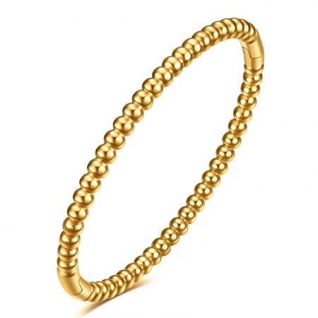 Picture of Wholesale Ball Smooth Blank 304 Stainless Steel Bangles Bracelets, 18K Gold Plated Vacuum Plating, Women's Simple Simple & Casual Gift Jewelry Supply, 6cm Dia., 1 Piece