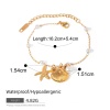 Picture of 1 Piece Eco-friendly Vacuum Plating Natural Pastoral Ocean Jewelry 18K Real Gold Plated Stainless Steel & Shell Imitation Pearl Link Cable Chain Shell Star Fish Bracelets For Women Party 16cm(6.3") long
