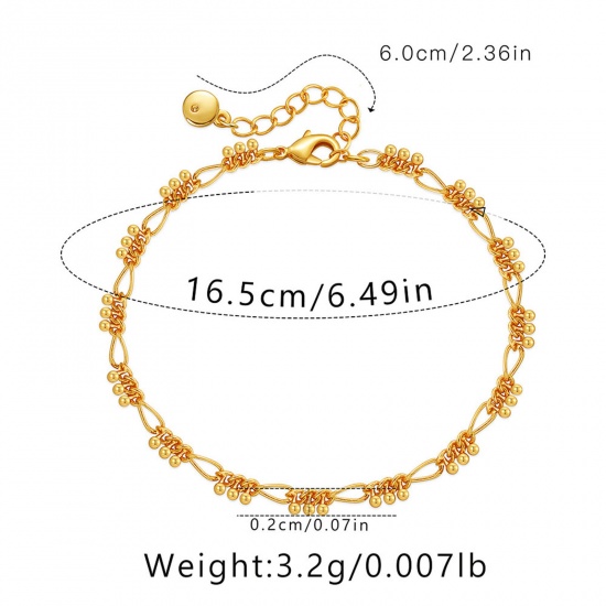 Picture of 1 Piece Eco-friendly Vacuum Plating Simple & Casual Ins Style 18K Real Gold Plated 304 Stainless Steel Handmade Link Chain Knot Bracelets For Women 16cm(6.3") long