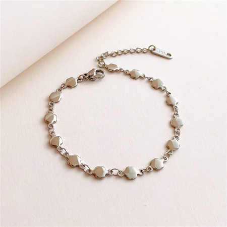 1 Piece Eco-friendly Simple & Casual Ins Style Real Platinum Plated 304 Stainless Steel Handmade Link Chain Polygon Bracelets For Women 16cm(6.3") long