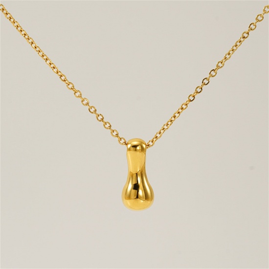 Image de 1 Pièce Collier à Pendentif Chaîne Maille Forçat Mignon en 304 Acier Inoxydable Placage sous Vide Hip Hop Plaqué Or 18K Alphabet Majuscule Lettre Initiale Mots" I " Creux Unisexe 45cm long