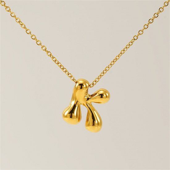 Image de 1 Pièce Collier à Pendentif Chaîne Maille Forçat Mignon en 304 Acier Inoxydable Placage sous Vide Hip Hop Plaqué Or 18K Alphabet Majuscule Lettre Initiale Mots" K " Creux Unisexe 45cm long