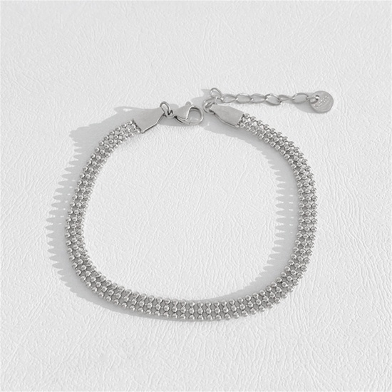 Picture of 1 Piece Eco-friendly Stylish Simple Real Platinum Plated 304 Stainless Steel Bracelets For Women 19cm(7.5") long