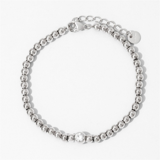 Picture of 1 Piece Eco-friendly Stylish Simple Real Platinum Plated 304 Stainless Steel Bracelets For Women 19cm(7.5") long