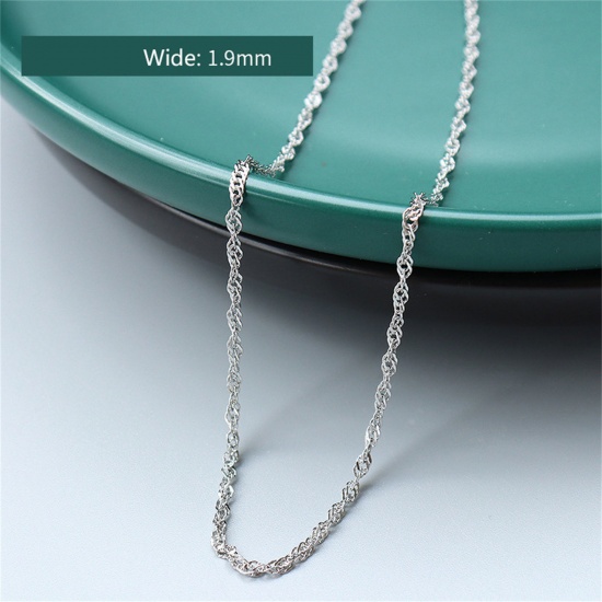 Immagine di 1 Pz Ecologico Elegante Semplice Tono Argento 304 Acciaio Inossidabile Catena d'Onda Collana Per Donne 40cm Lunghezza