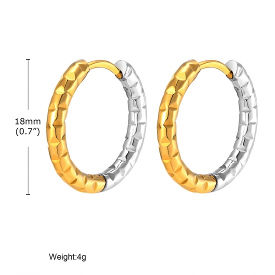 Immagine di 1 Paio Semplice & Casual Argento e Placcato Oro 18K 304 Acciaio Inossidabile Tondo Struttura Orecchini Circolari Per Donne 18mm