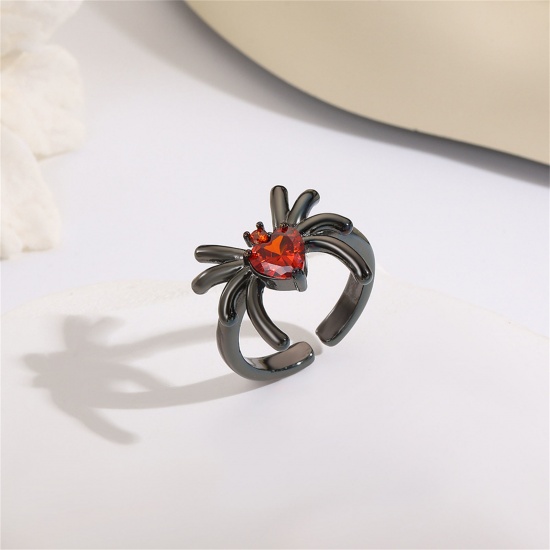 Picture of 1 Piece Retro Halloween Black Brass Open Adjustable Halloween Spider Animal Rings Unisex 17mm(US Size 6.5)